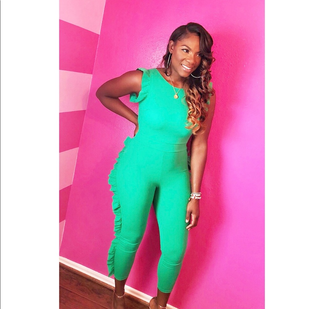 Solid Ruffle Jumpsuit - Picture 2 of 2